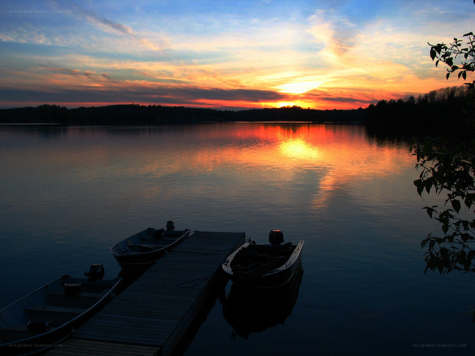 Sunset at the lake dock