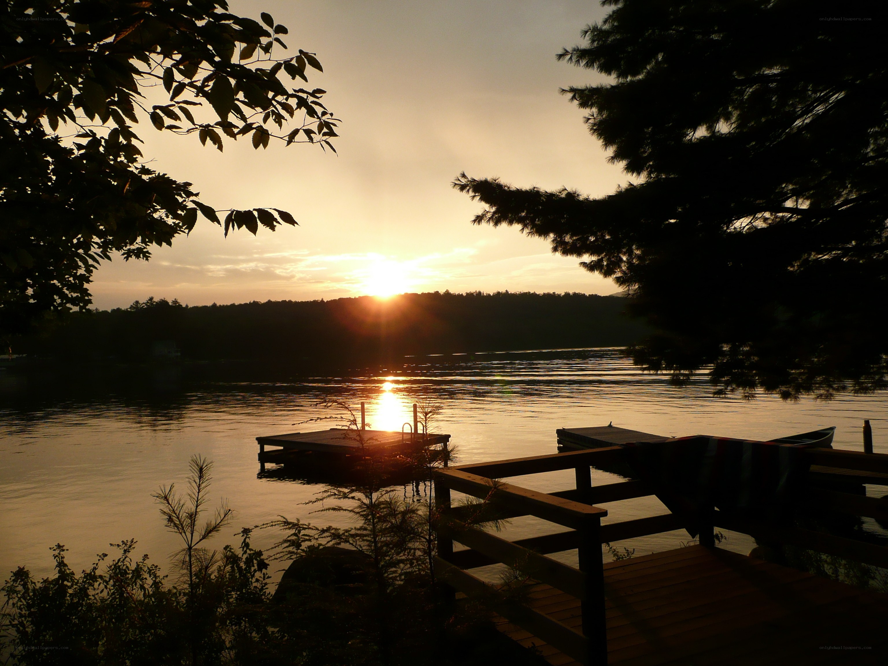 Sunset at the lake dock