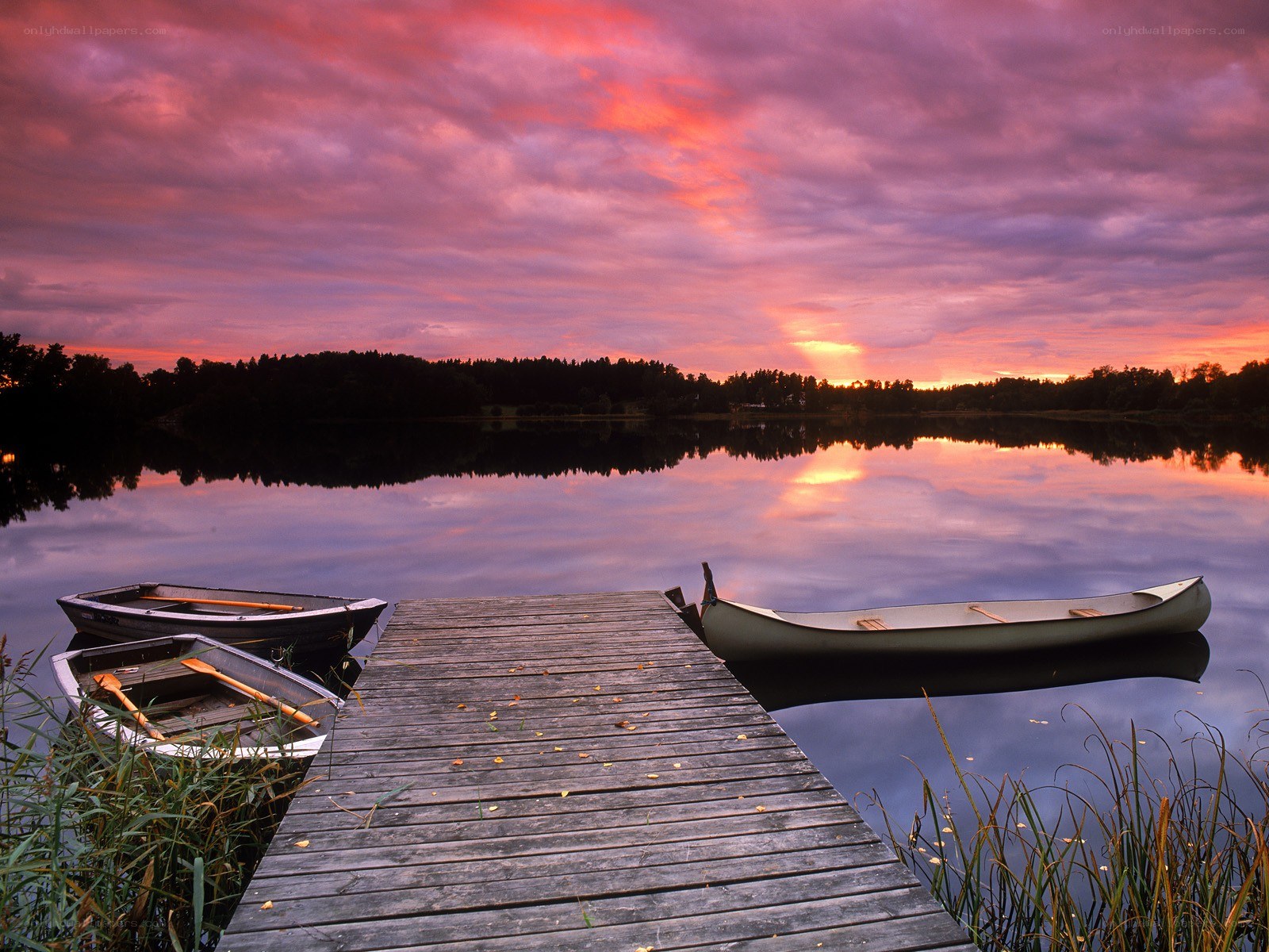 Sunset at the lake dock