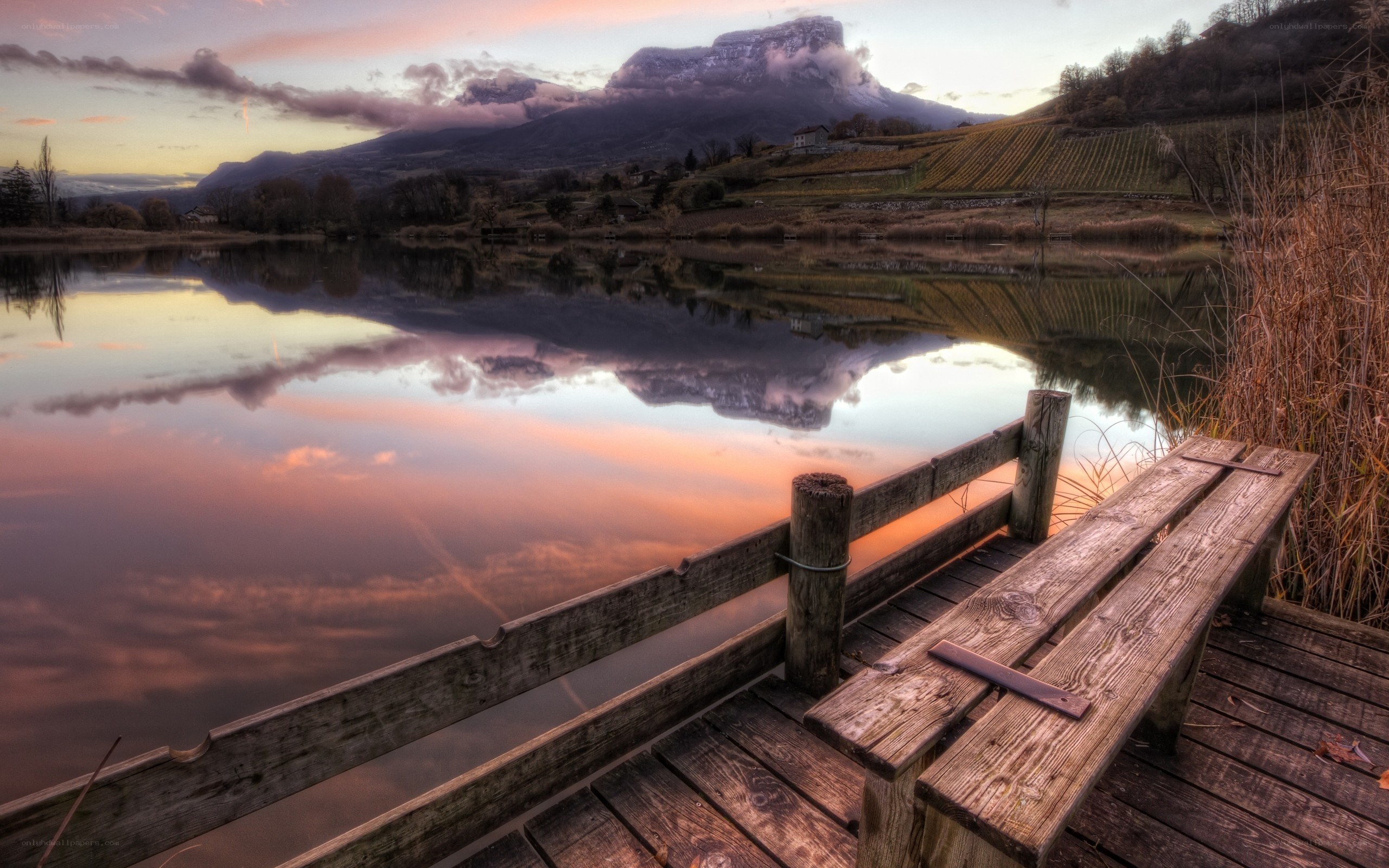 Sunset at the lake dock