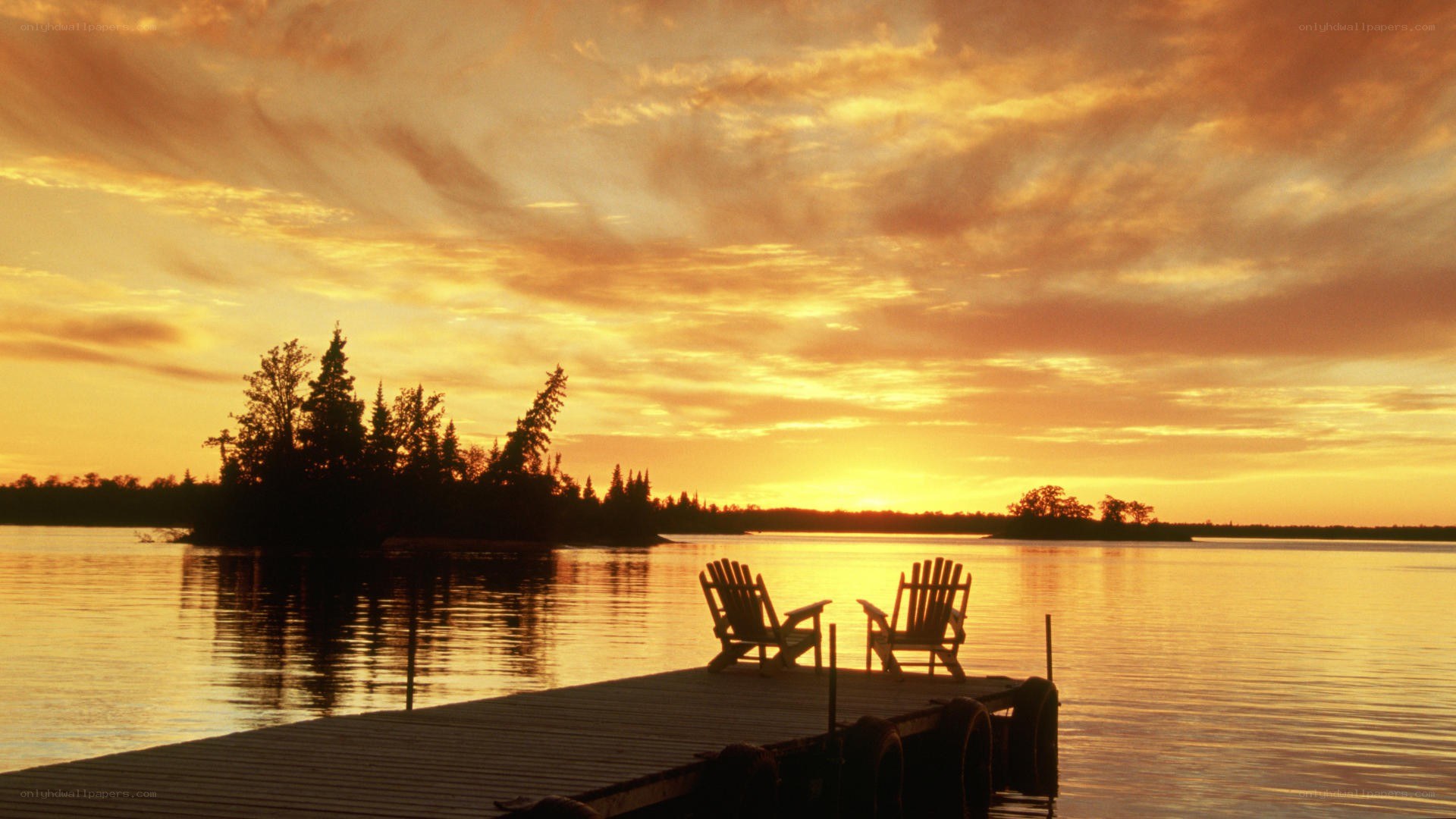 Sunset at the lake dock