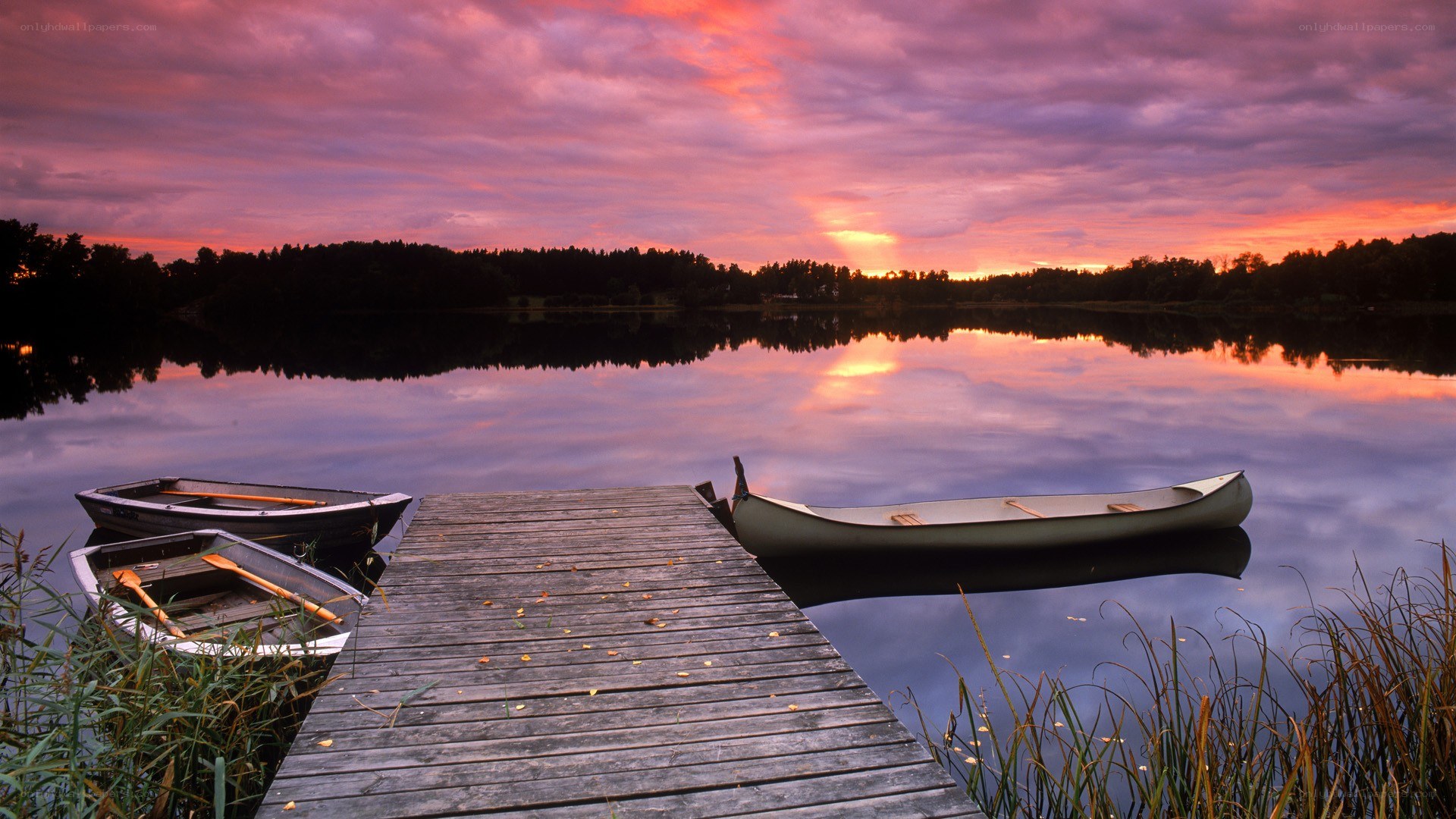 Sunset at the lake dock