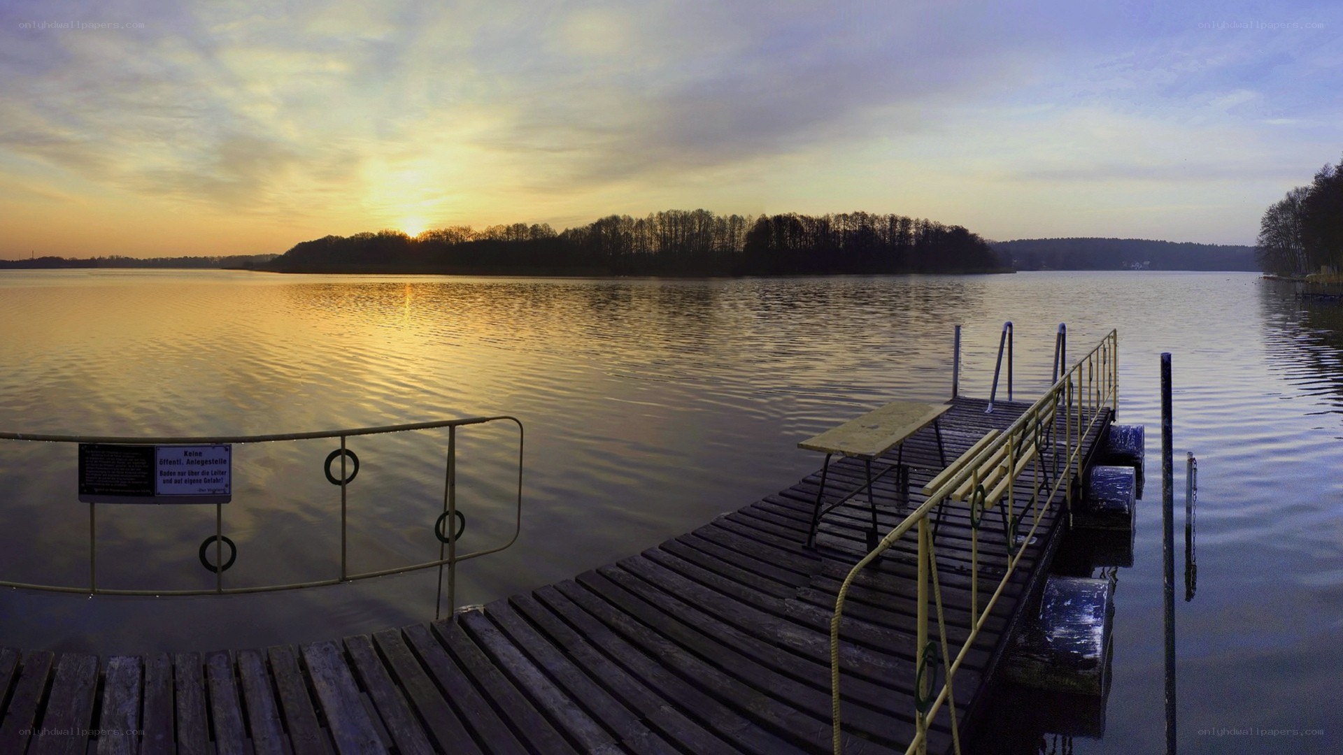 Sunset at the lake dock