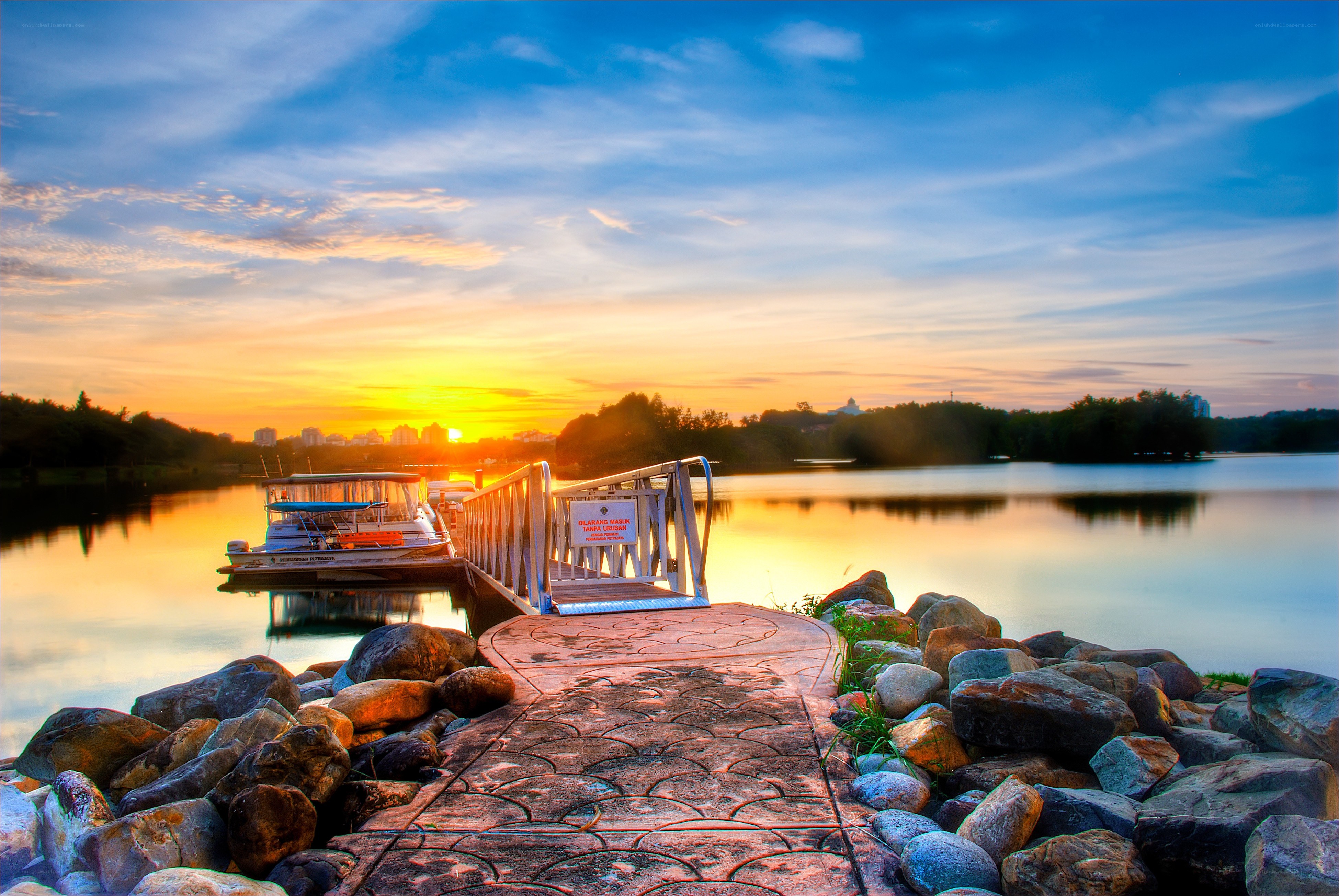 Sunset at the lake dock