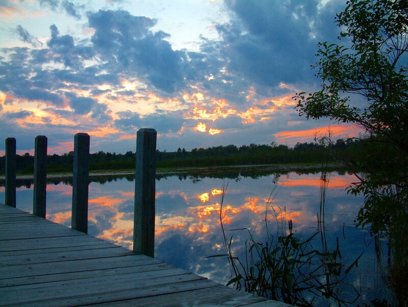 Sunset at the lake dock
