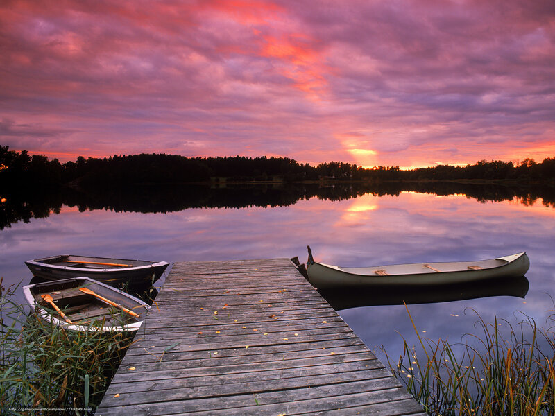 Sunset at the lake dock