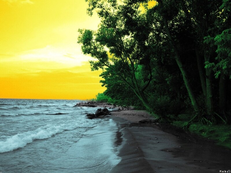 sunset at the lakeshore