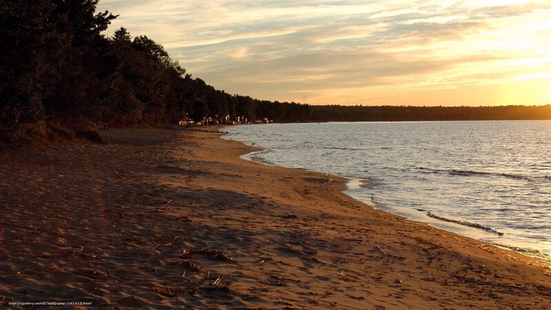 sunset at the lakeside beach