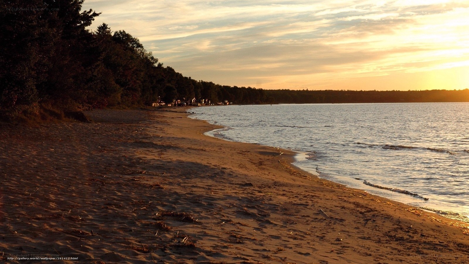 sunset at the lakeside beach