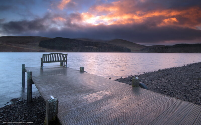 Sunset at the lakeside dock
