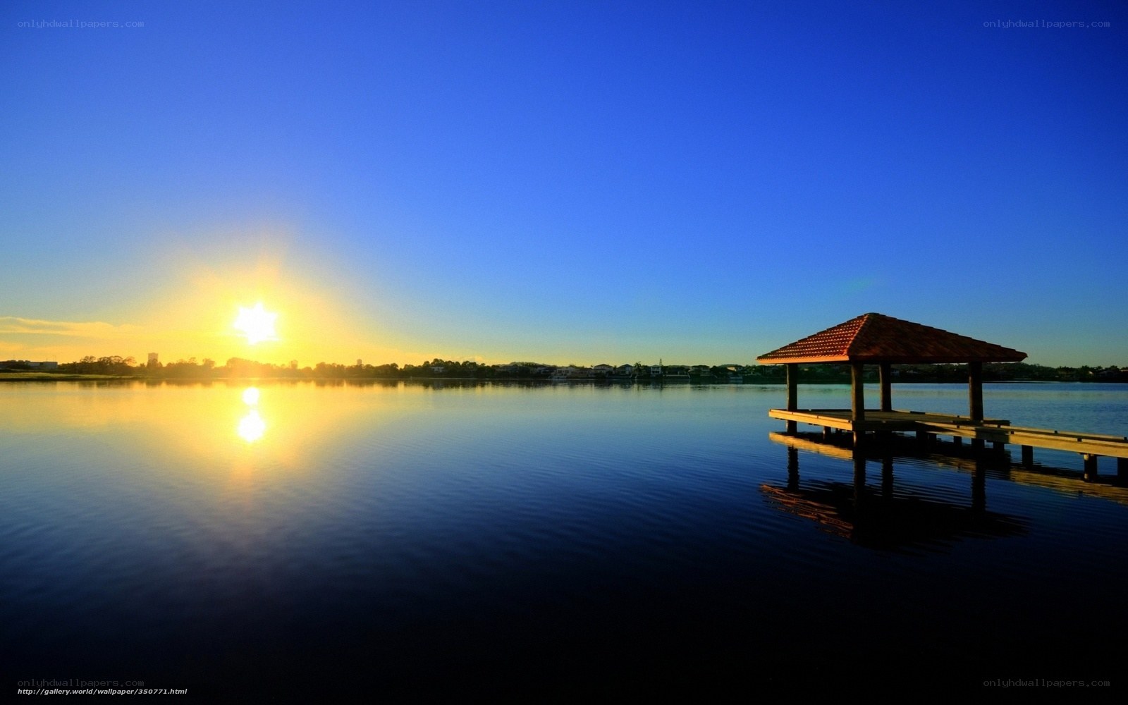 Sunset at the lakeside pavilion