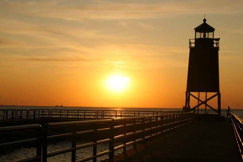 Sunset at the lighthouse pier