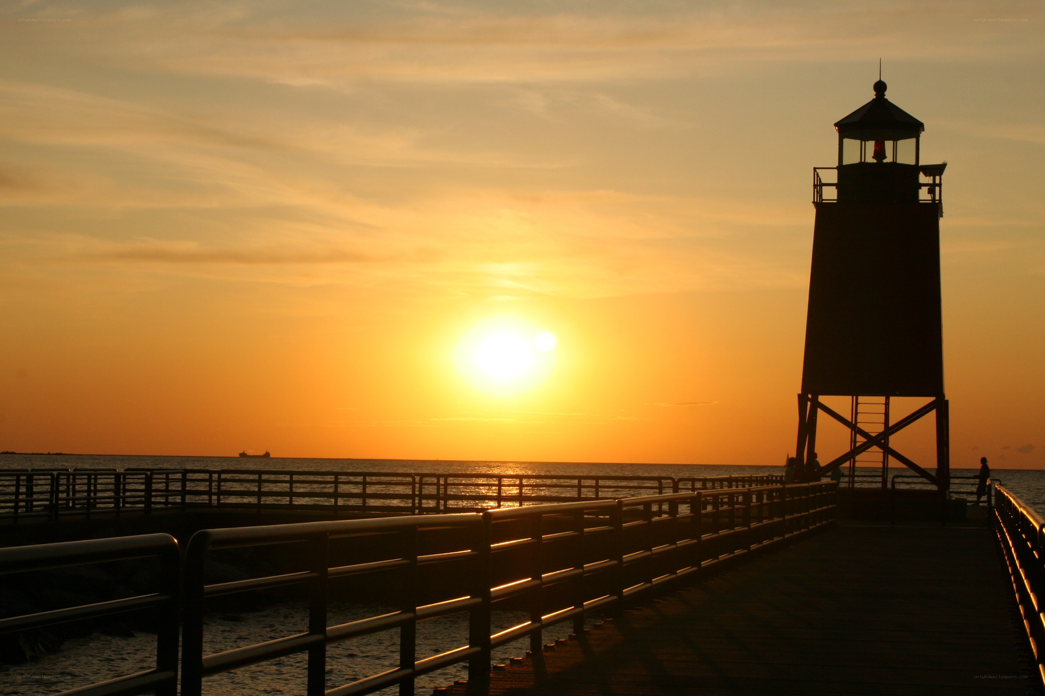 Sunset at the lighthouse pier