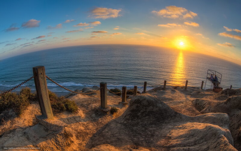 Sunset at the ocean cliff