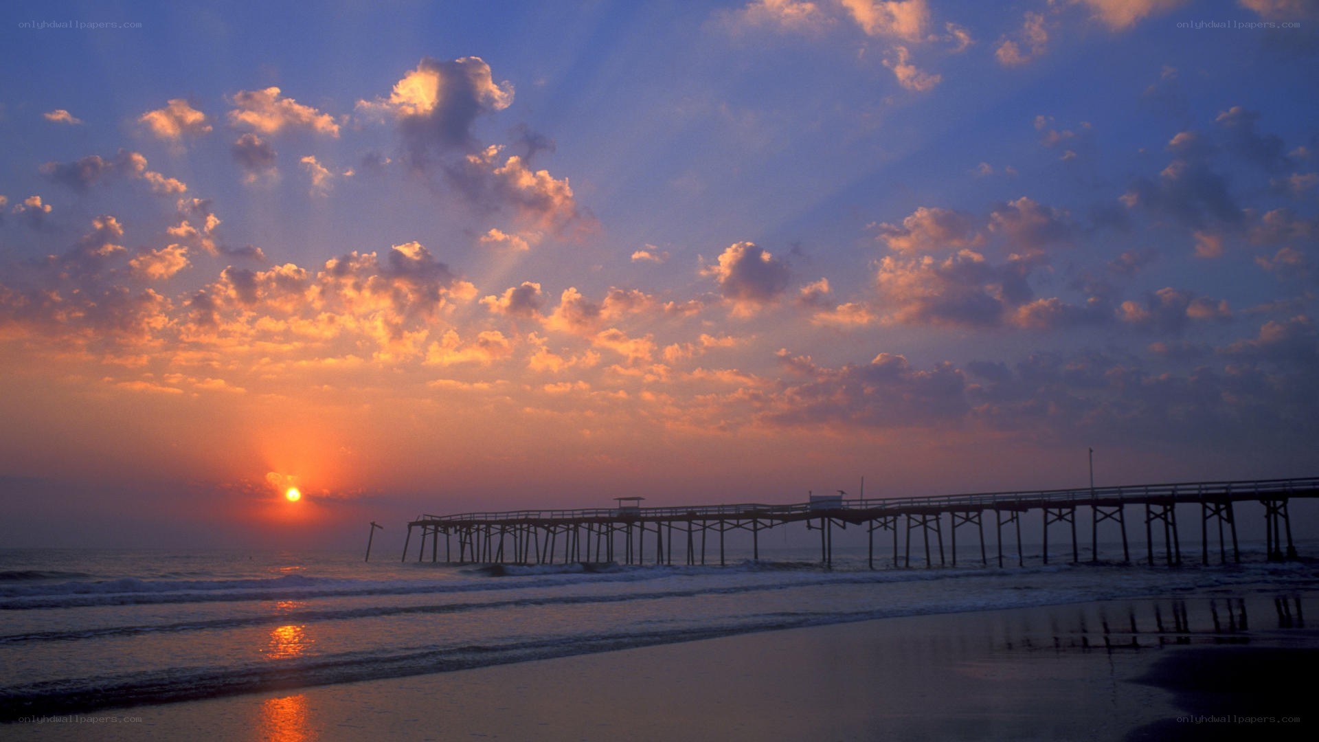 sunset at the ocean pier