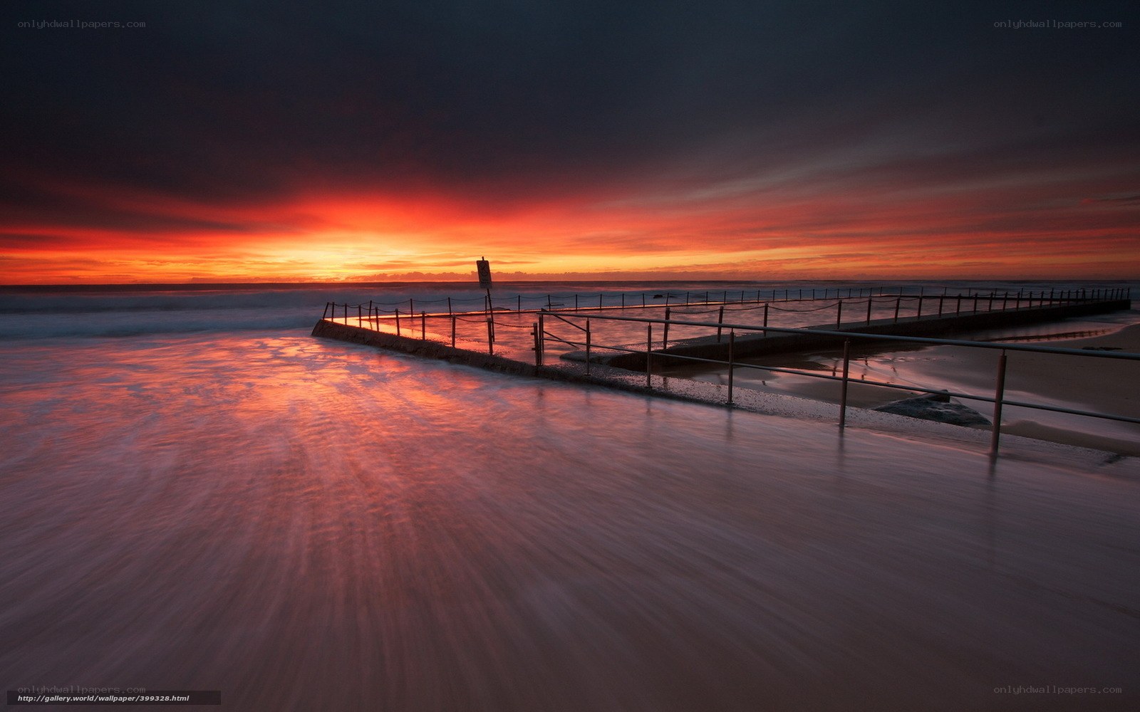 sunset at the ocean pool