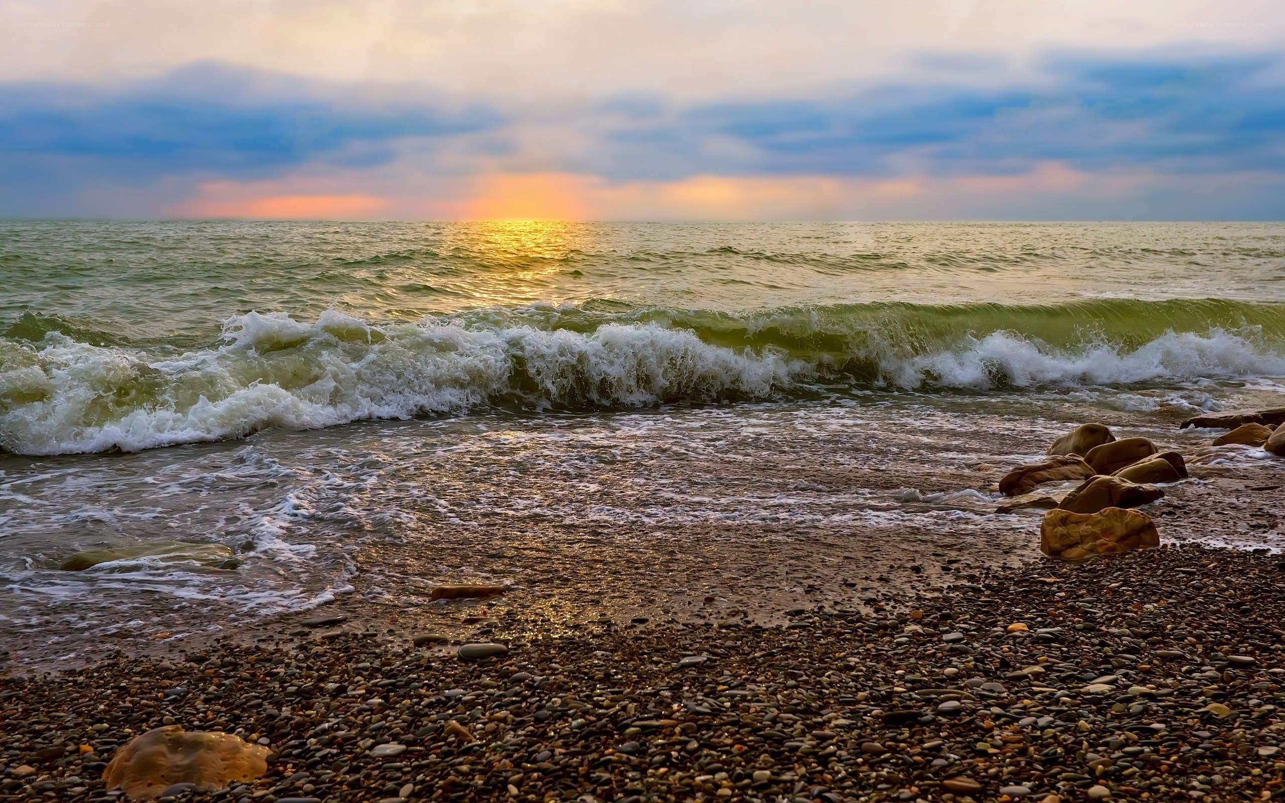 Sunset at the pebble beach