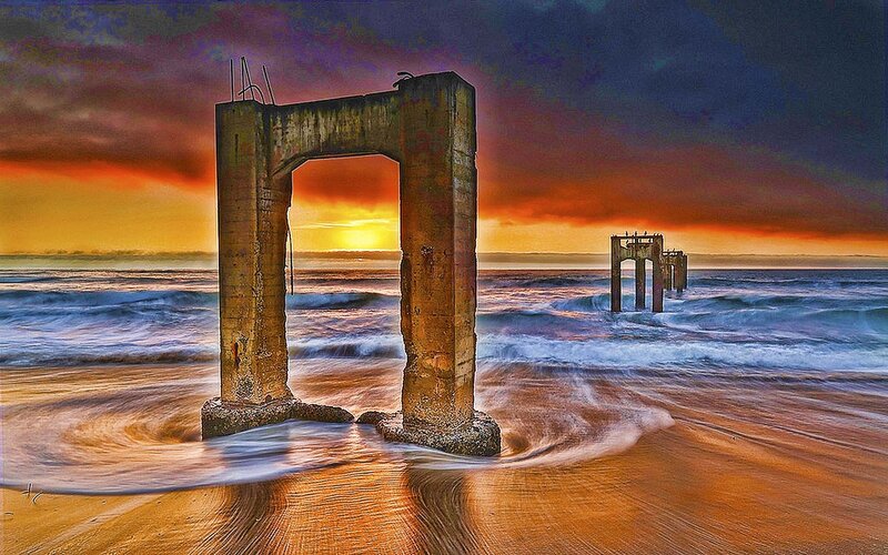Sunset at the pier ruins