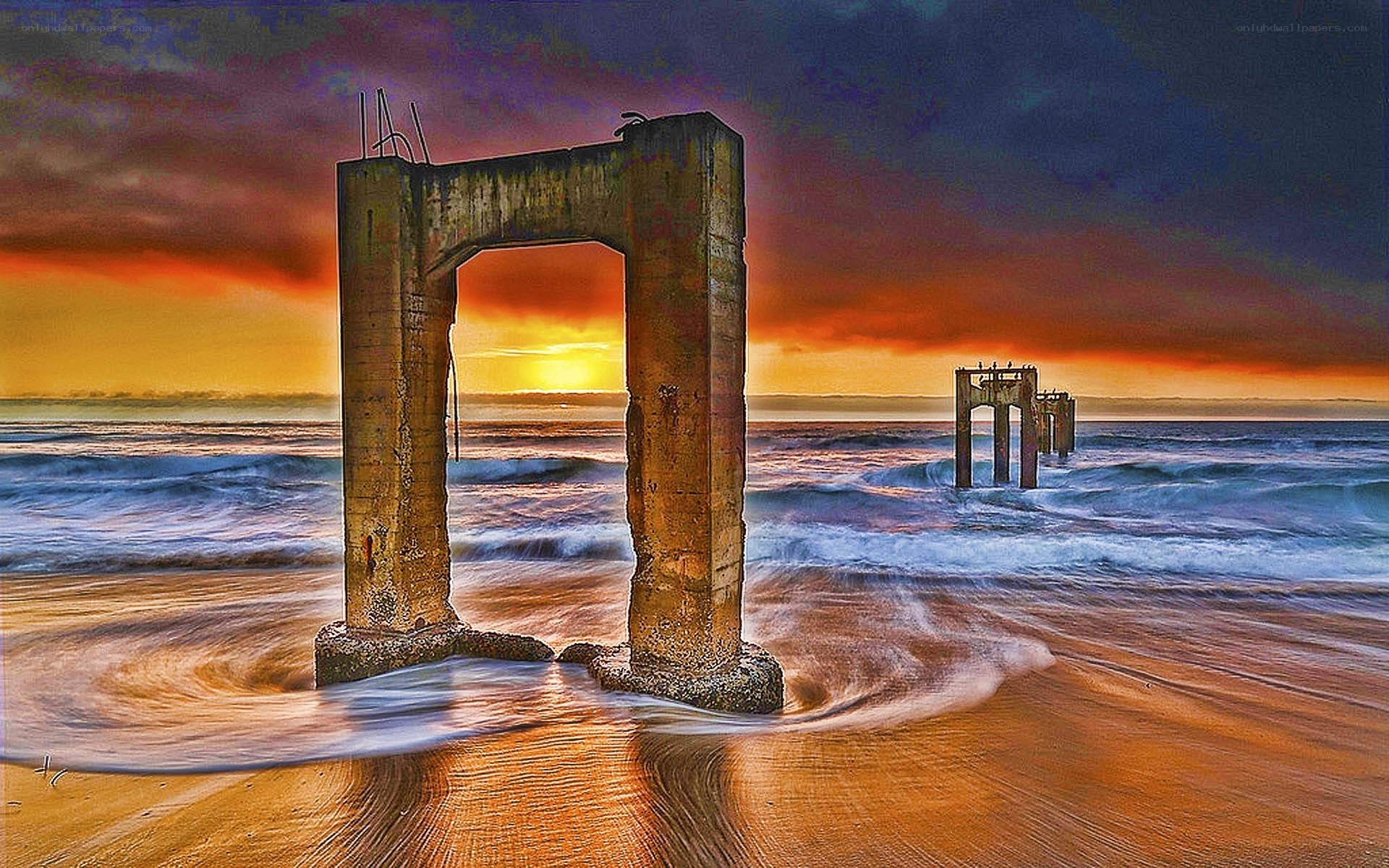 Sunset at the pier ruins