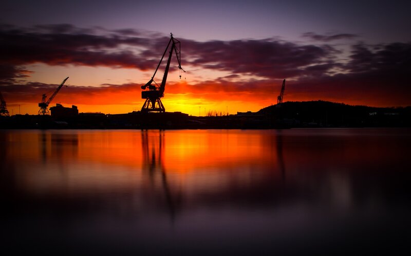 Sunset at the port