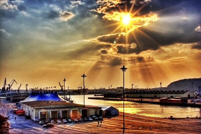 Sunset at the port