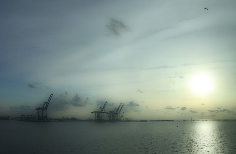 Sunset at the port