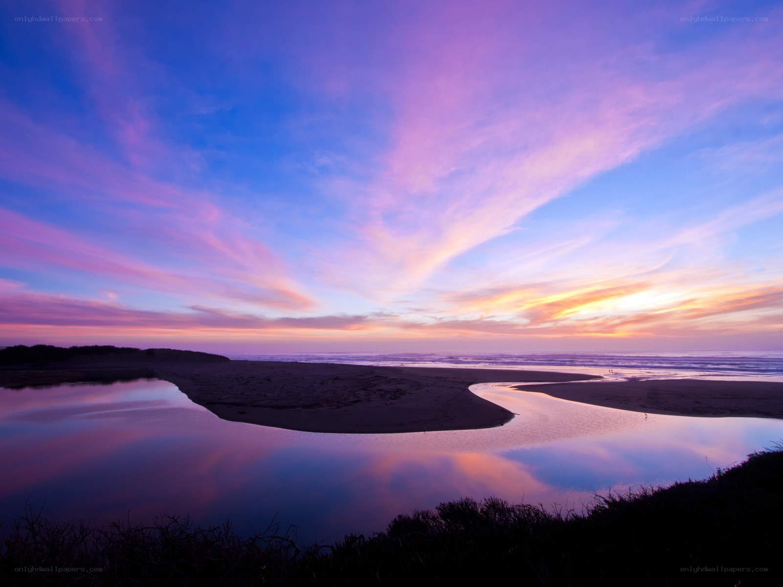 Sunset at the river mouth