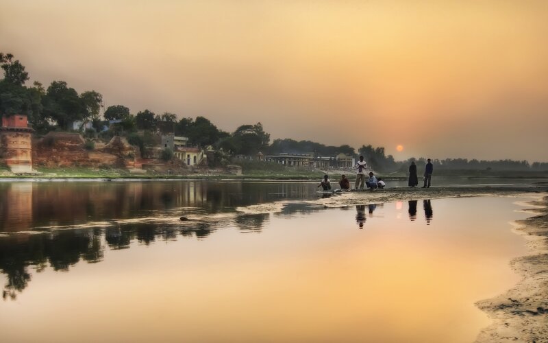 Sunset at the riverbank