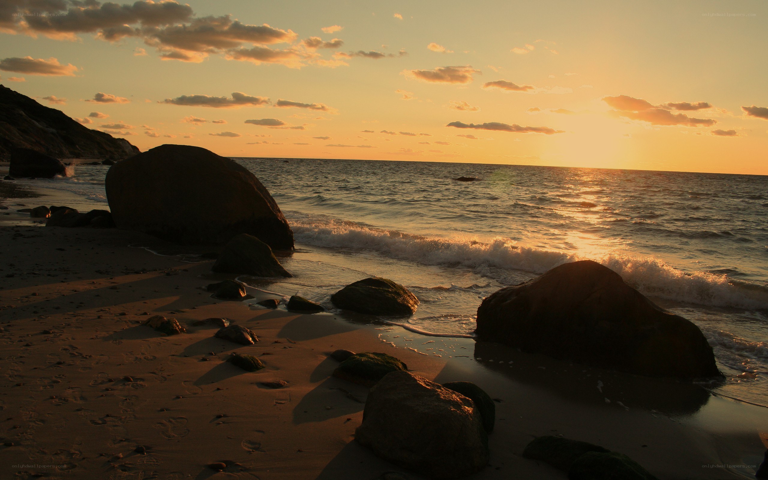 sunset at the rocky beach