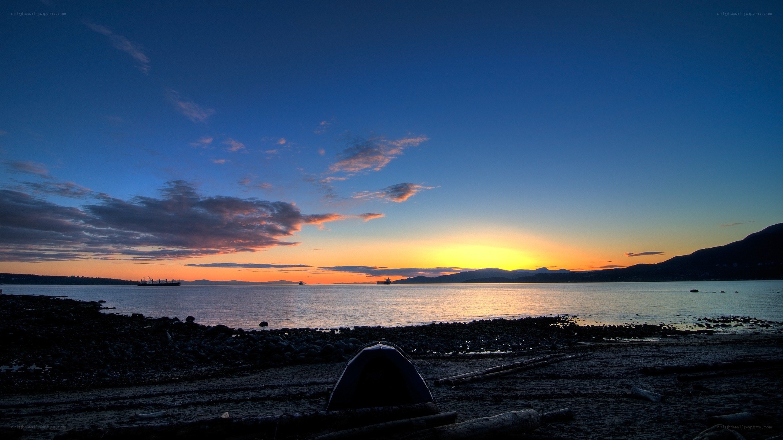 Sunset at the rocky beach