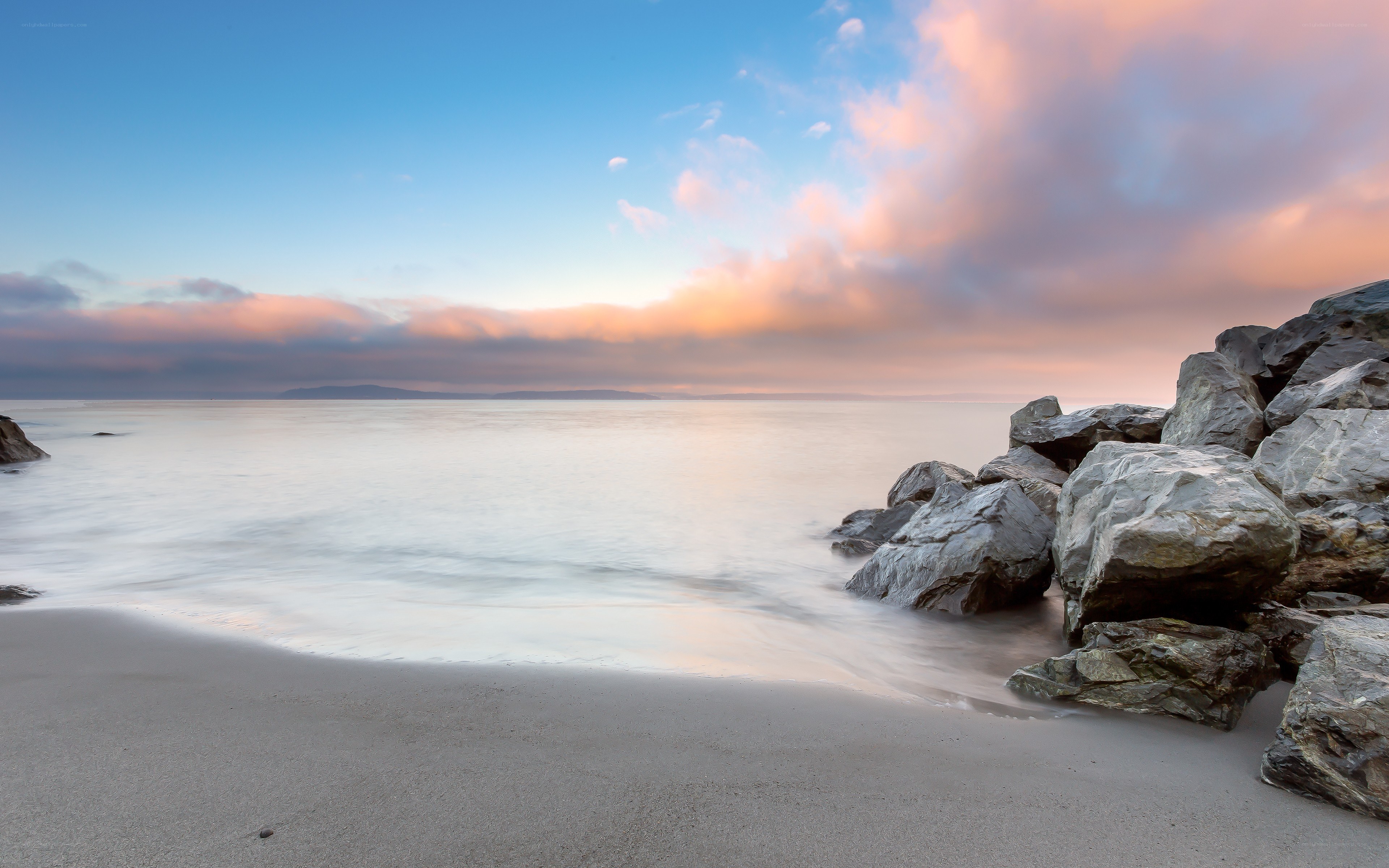 Sunset at the rocky beach