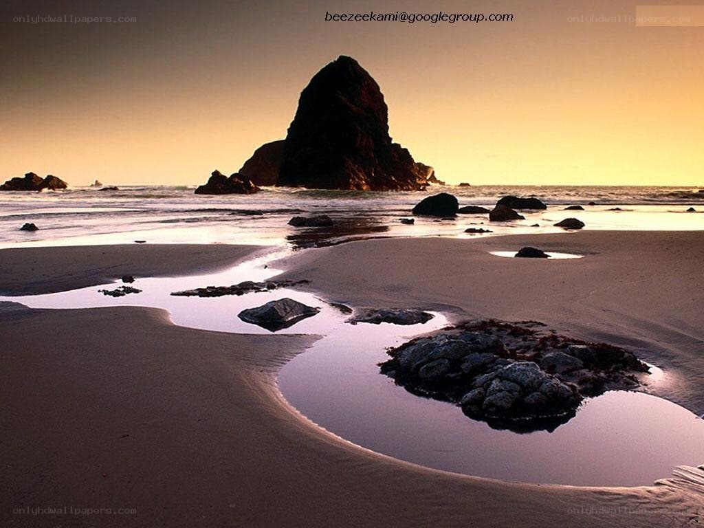 sunset at the rocky beach