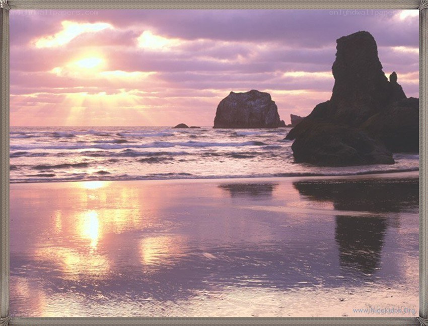 sunset at the rocky beach