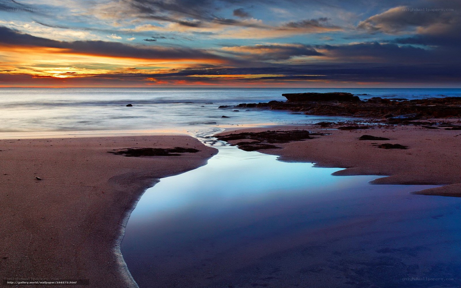 sunset at the rocky beach