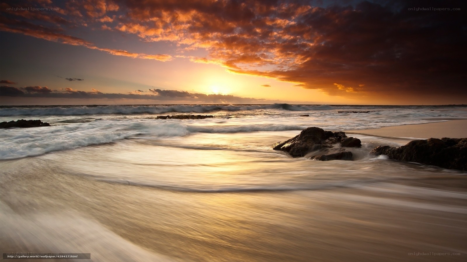 sunset at the rocky beach