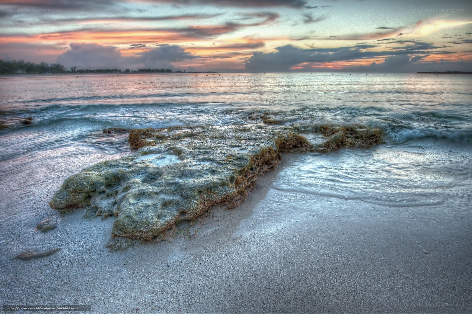 Sunset at the rocky beach