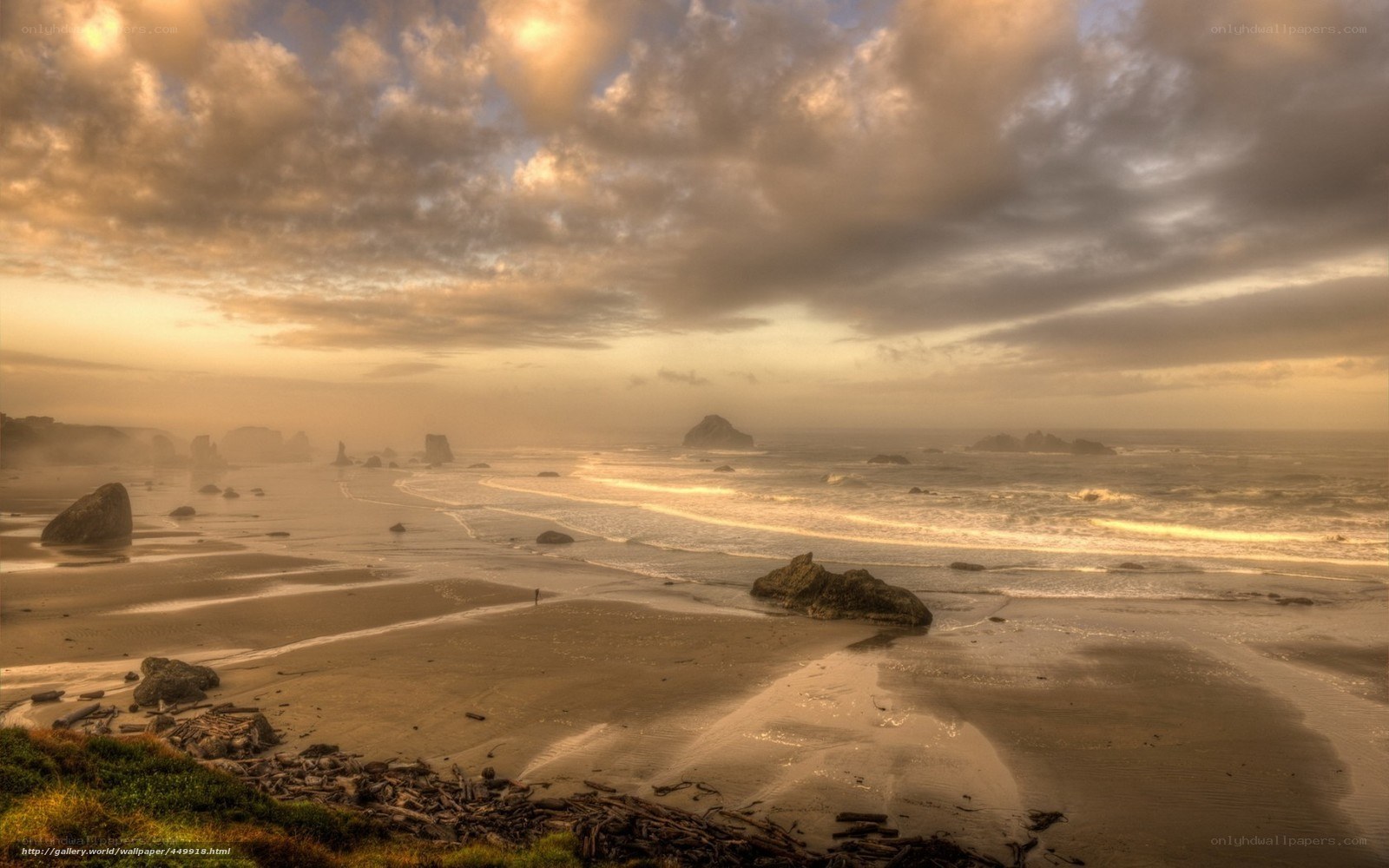 sunset at the rocky beach