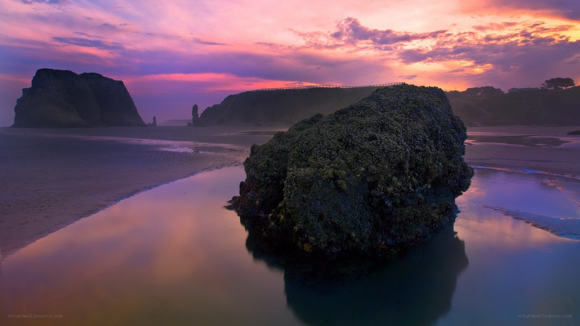 Sunset at the rocky beach