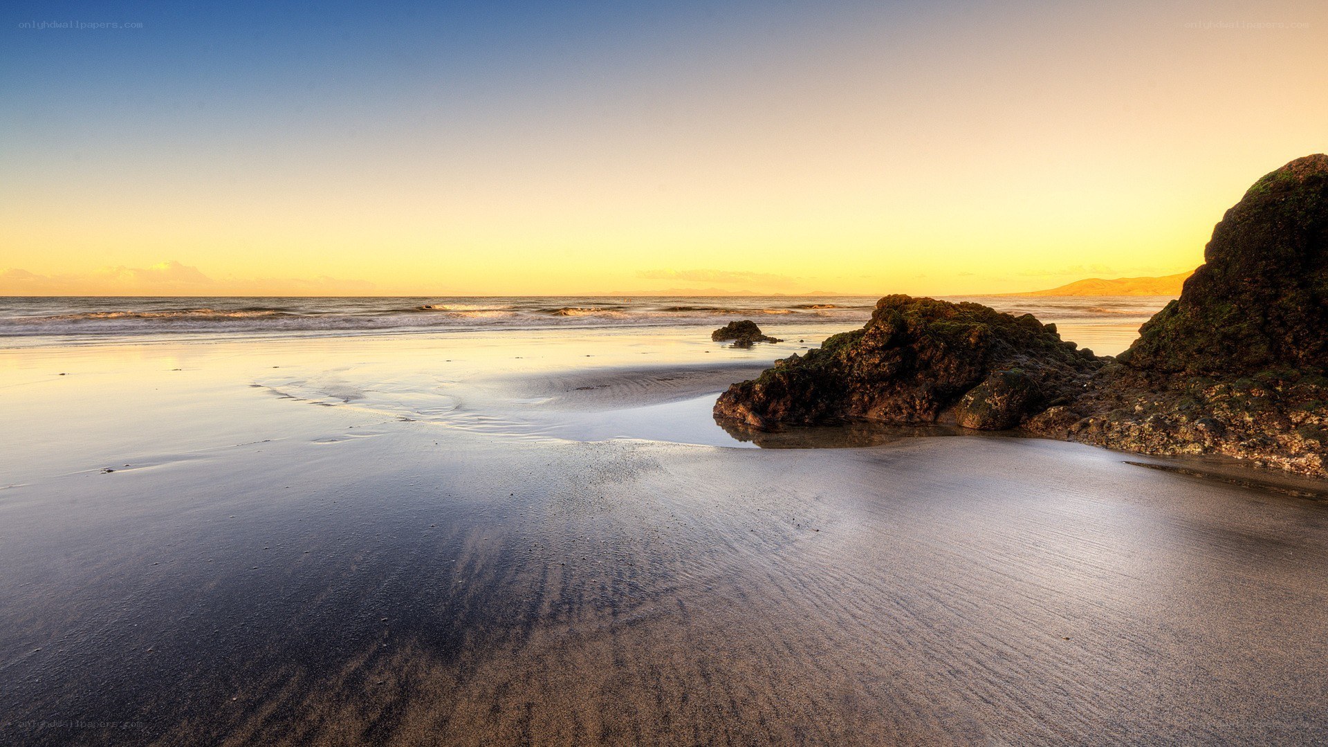 sunset at the rocky beach