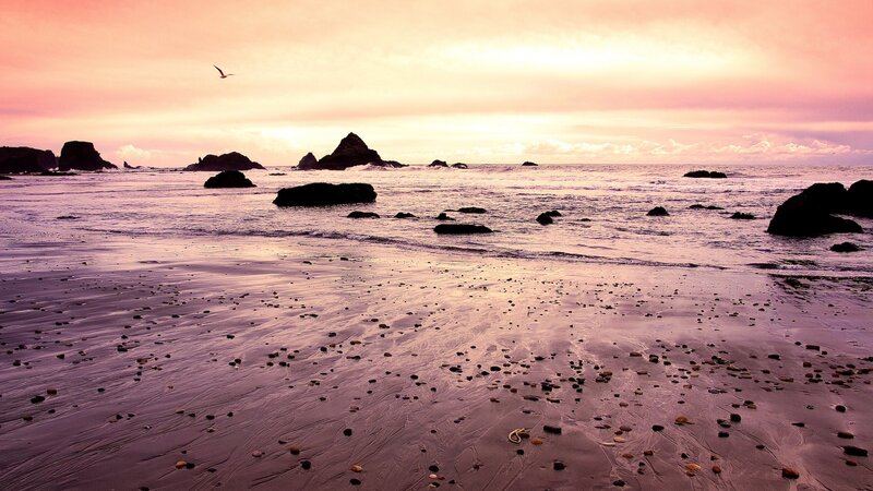 sunset at the rocky beach