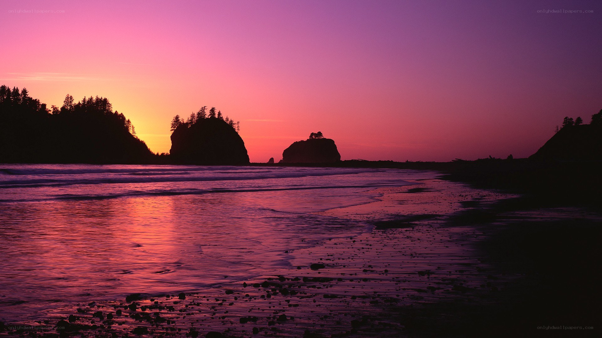 sunset at the rocky beach