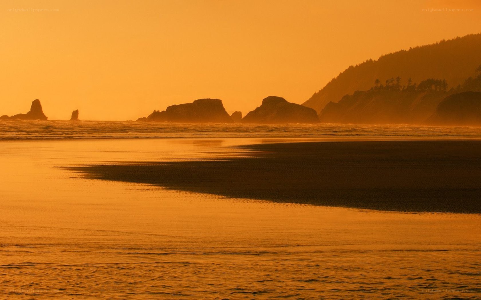 sunset at the rocky coast