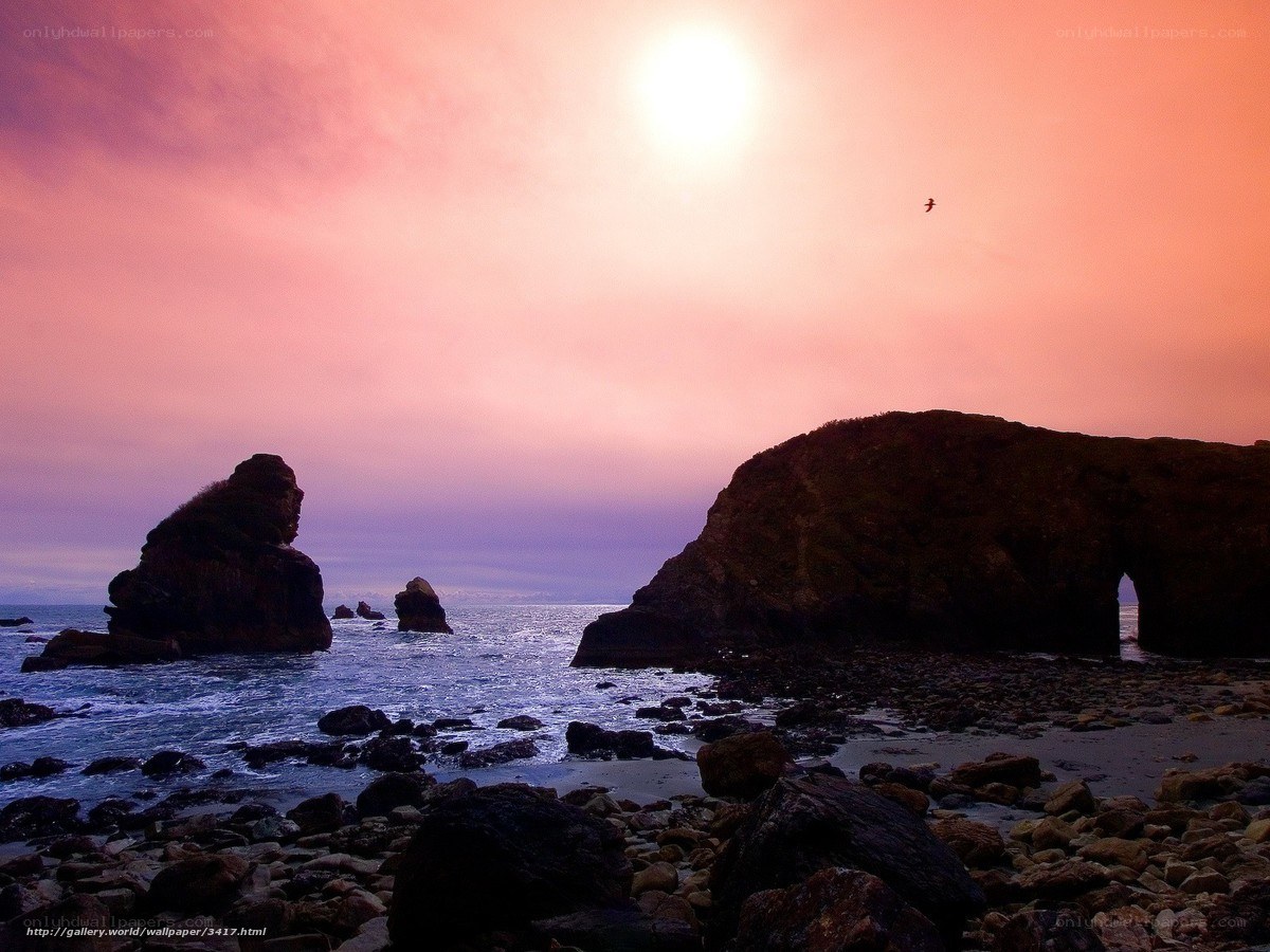 Sunset at the rocky coast