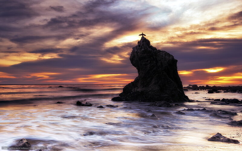 Sunset at the sea stack
