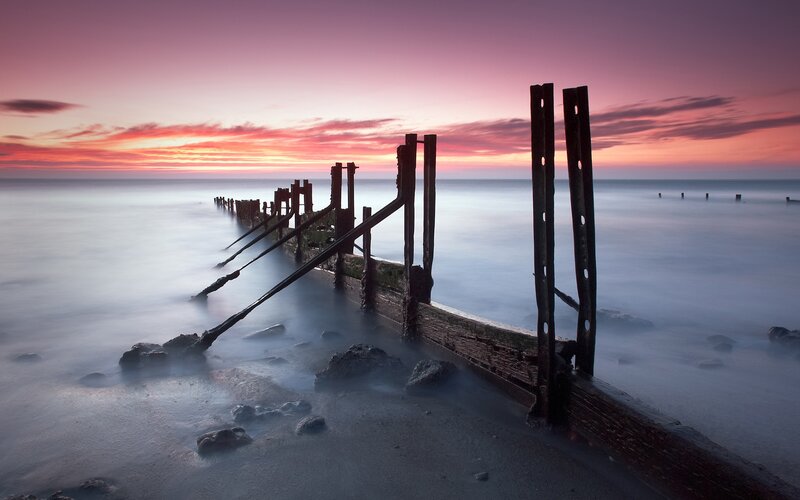 Sunset at the sea wall