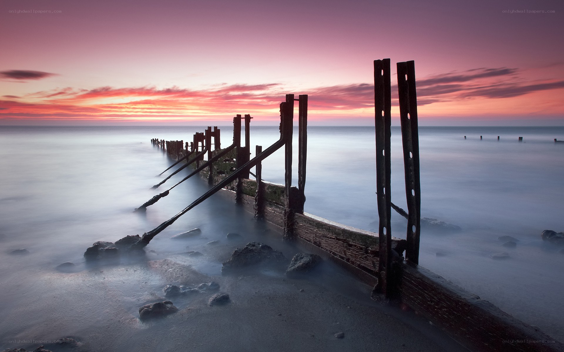 Sunset at the sea wall