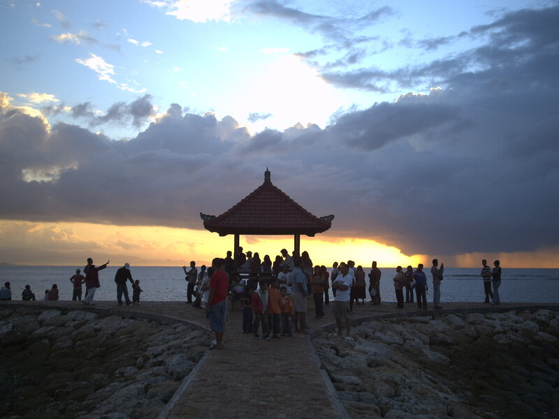 Sunset at the seaside pavilion