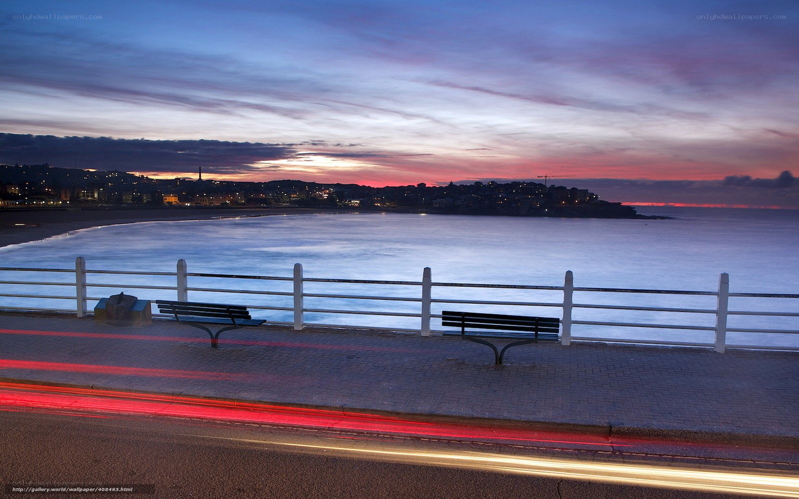 Sunset at the seaside promenade