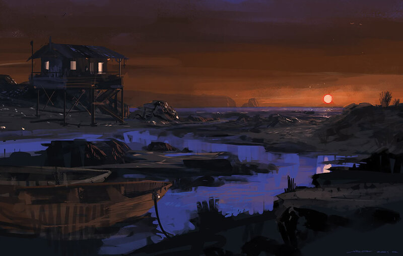 Sunset at the stilt house