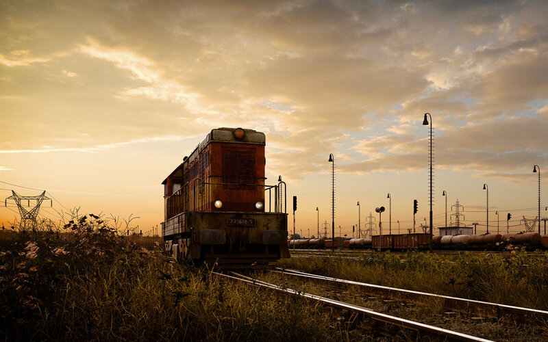 Sunset at the train yard